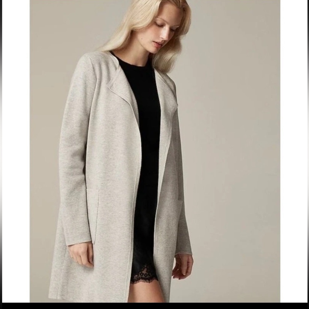 NWT J. Crew Juliette Collarless Sweater-Blazer Collarless Light Gray S